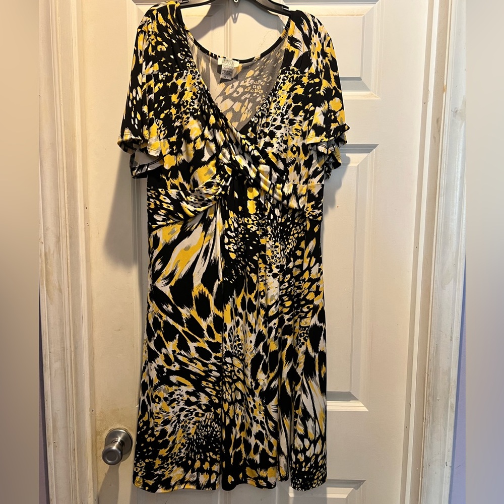 Black & Yellow Animal Print Shift Dress